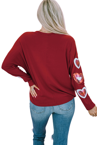 Sequined Hearts Top - Red