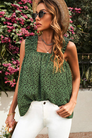 Ruffle Tank Top - Green