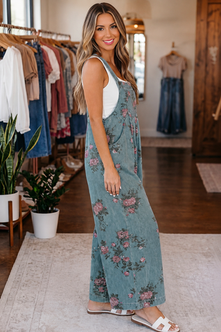 Floral Jean Short Bibs