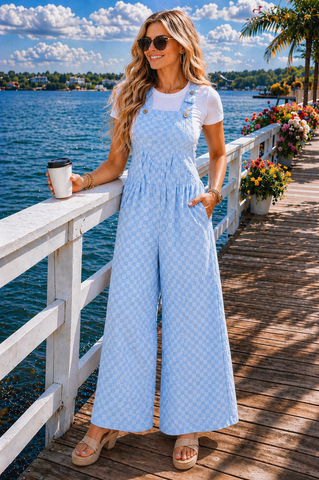 Checkered Bibs - Blue
