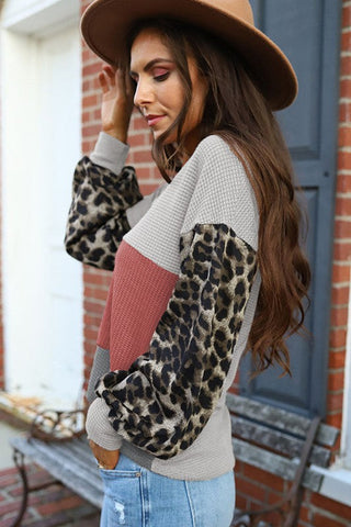 V-Neck Leopard Thermal Top