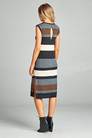 Striped Midi Dress - Chesnut