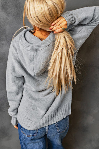 Super Soft Hooded Cowl Neck Sweater - Gray