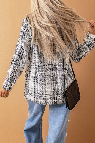 Woven Plaid Shacket - Black and White