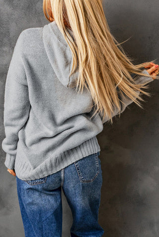 Super Soft Hooded Cowl Neck Sweater - Gray