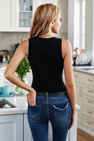 Thick Ribbed Sleeveless Top - Black