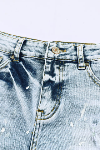 Acid Washed Paint Splashed Shorts