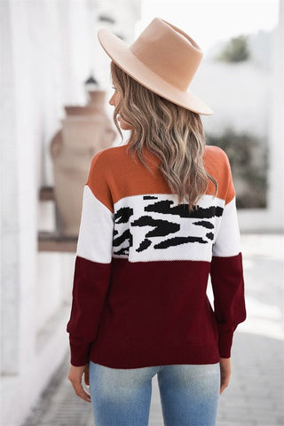 Leopard Print Sweater - Brown