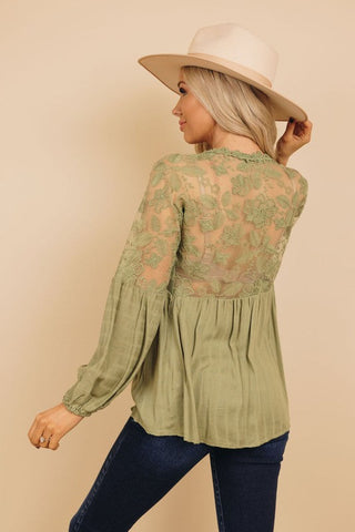 Button Up Lace Top - Green