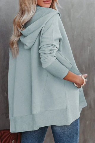 Henley Style Fall Hoodie - Sage/Gray