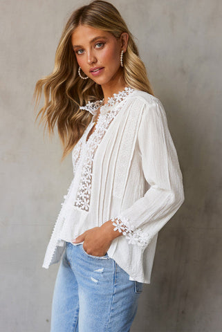 Daisy Crochet Blouse - White