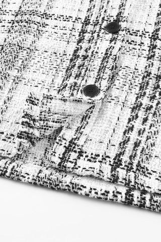 Woven Plaid Shacket - Black and White