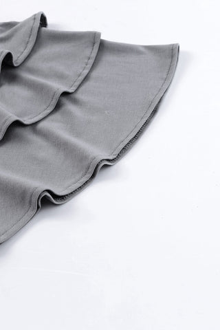 Ruffle Sleeve Top - Gray