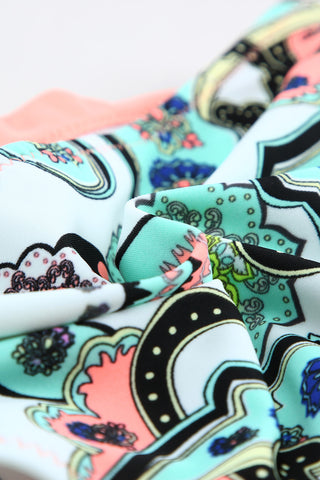 Paisley Push Up Bikini - Peach and Aqua