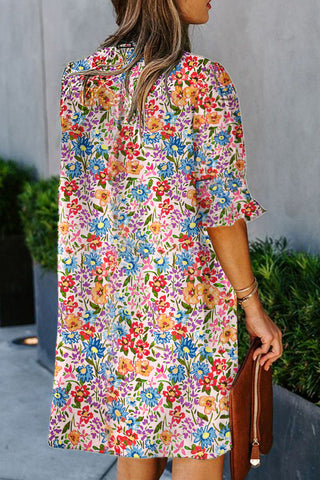 Retro Floral Shift Dress