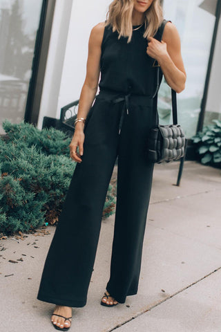 Tie Waist Jumpsuit - Black