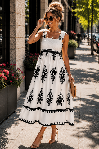 Damask Maxi Dress - Off White