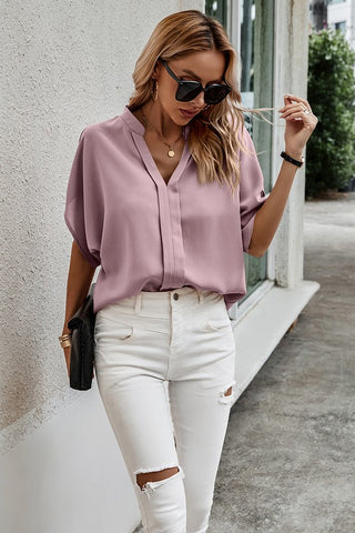 V-Neck Silky Top - Mauve