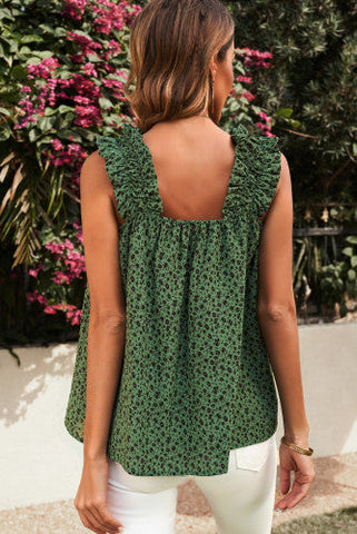 Ruffle Tank Top - Green