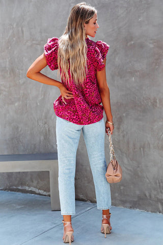 Flutter Sleeve Floral Top - Raspberry