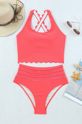 Scalloped Bikini - Hot Pink/Coral