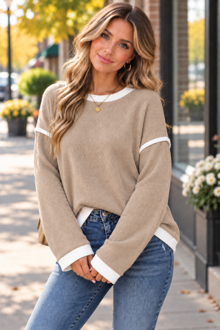 Comforts of Fall Cozy Knit Top - Taupe
