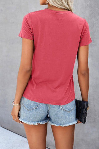 Casual Faux Pocket Tee - Pink