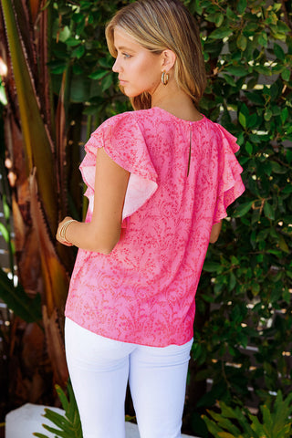 Work or Play Flutter Sleeve Top - Pink