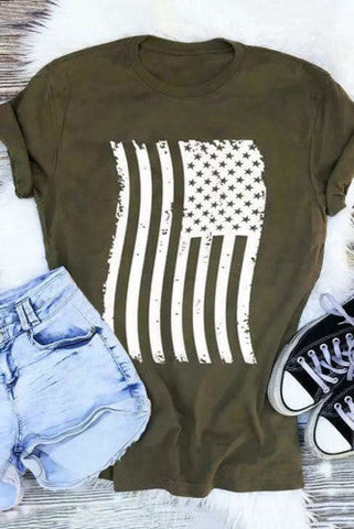 Flag Print Top - Green