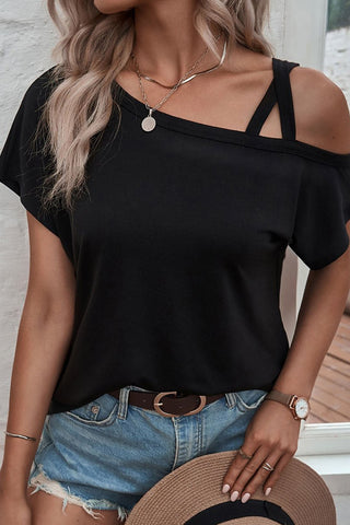 Criss Cross Cold Shoulder Top - Black