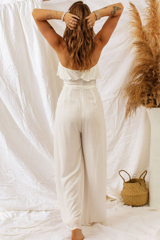 Strapless Linen Jumpsuit - White