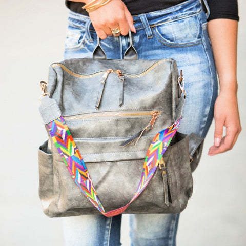 Convertible Handbag - Grey Leopard
