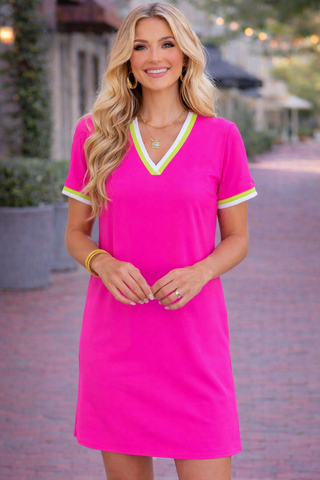 women's neon pink dress Mesh One Shoulder Bodycon Dress in Neon Pink