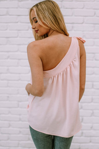 One Shoulder Tie Top - Pink