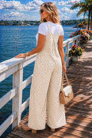 Checkered Bibs - Beige