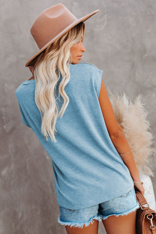 Summer Staple Pocket Tee - Light Blue