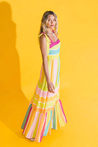 Striped Rainbow Sundress - Yellow