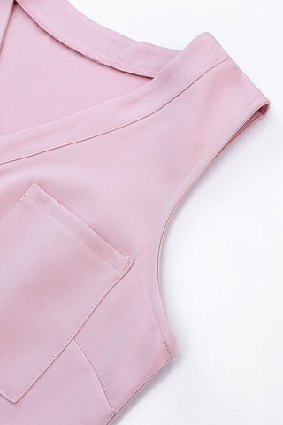 Crop Jumpsuit with Sash - Pink