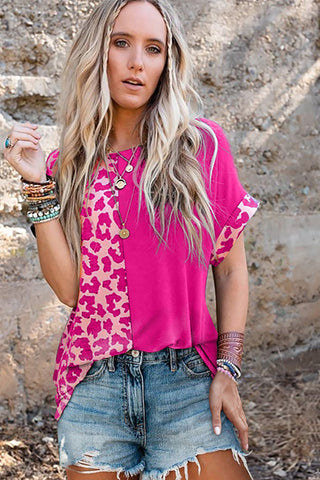 Leopard Print Tee - Pink