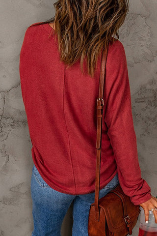 Center Seam Dolman Sleeve Top - Red