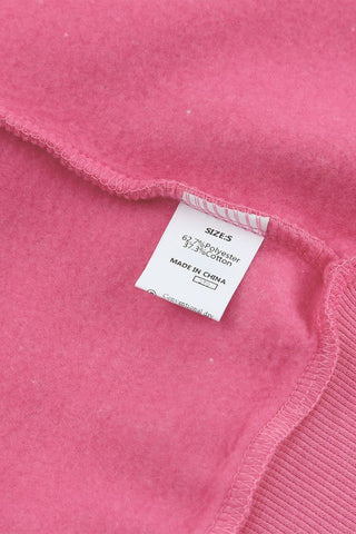 Rainbow Sleeve Crew Neck Sweatshirt - Pink