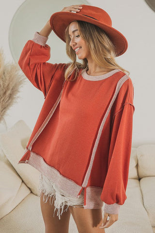 French Terry Lounging Sweatshirt - Neon Coral