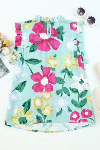 Sleeveless Floral Top - Mint