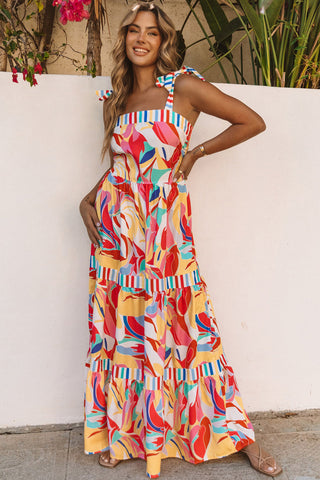 Abstract Colorful Maxi Dress - Ships 4/30