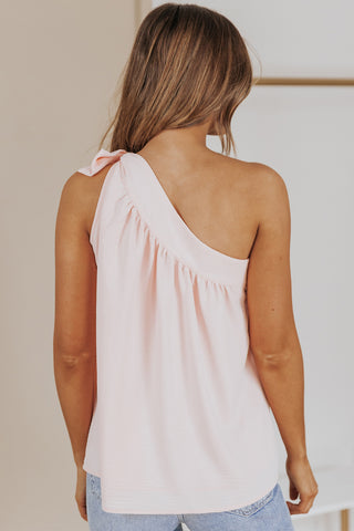 One Shoulder Tie Top - Pink