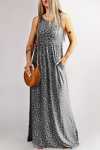 Leopard Maxi Dress - Dark Gray