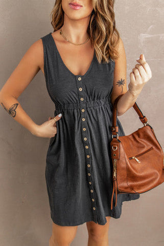 Button Up Dress - Gray