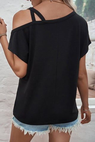 Criss Cross Cold Shoulder Top - Black