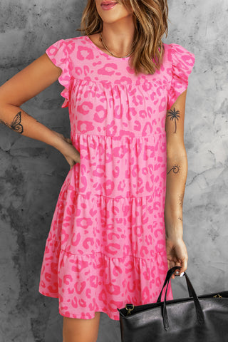 Flouncy Leopard Dress - Hot Pink