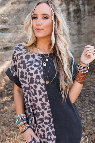 Casual Leopard Maxi Dress - Black